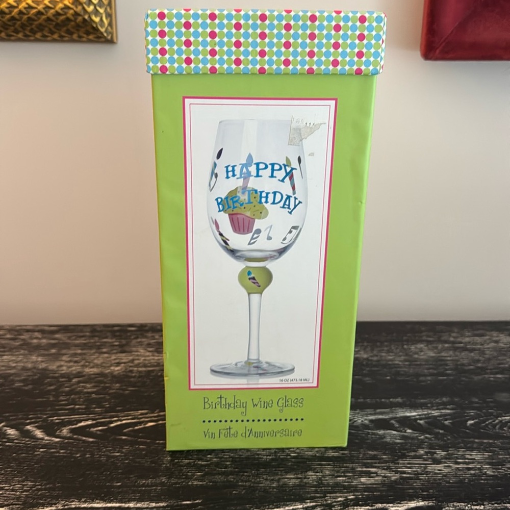 Happy Birthday wine glass.